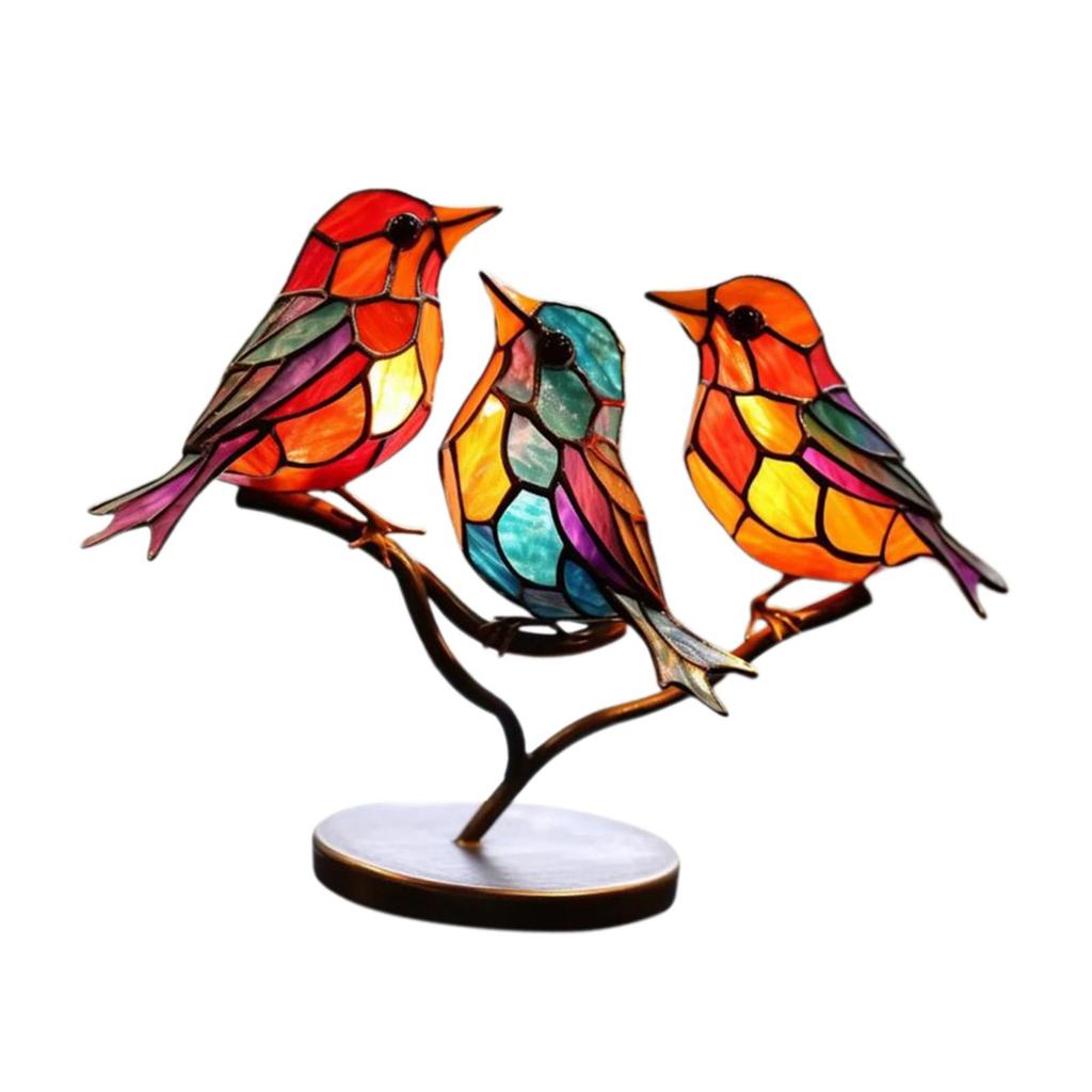 Bird Statue Centerpiece Multicolor Figurine Metal Birds Sculpture Birds Desktop Ornament Home Decor for Indoor Fireplace Outdoor