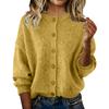 Women's Fashionable Casual Knitted Top Solid-Colour Long-Sleeved Cardigan Jacket