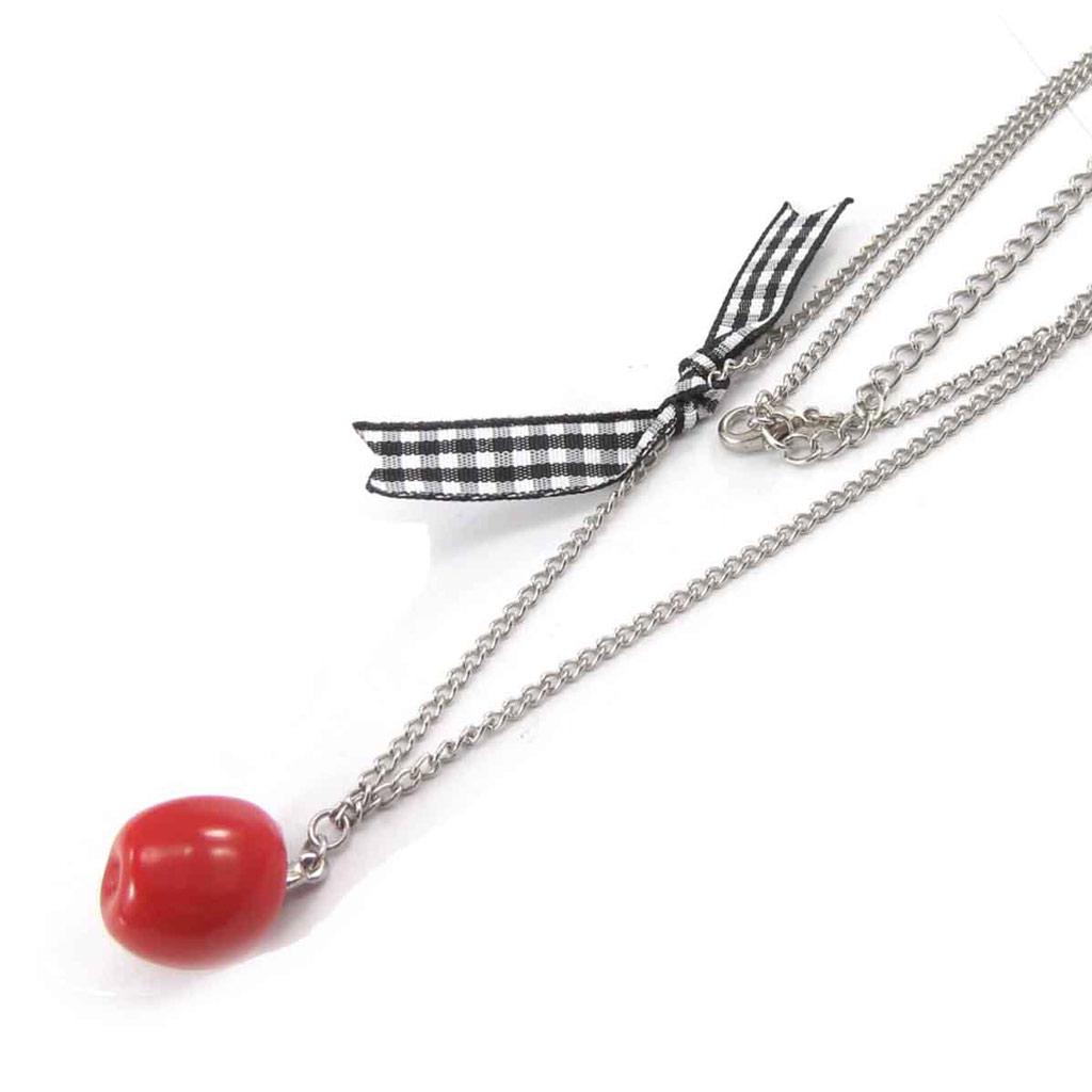 Les Trésors De Lily [J8073] - Designerski naszyjnik „Pomme Gourmande” srebrno-czerwony