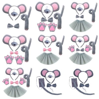Halloween Animal Costume Set for Kid Birthday Party, Halloween Mouse Dress Up Costume, Mice Hairband, Nose, Tail, Bowtie