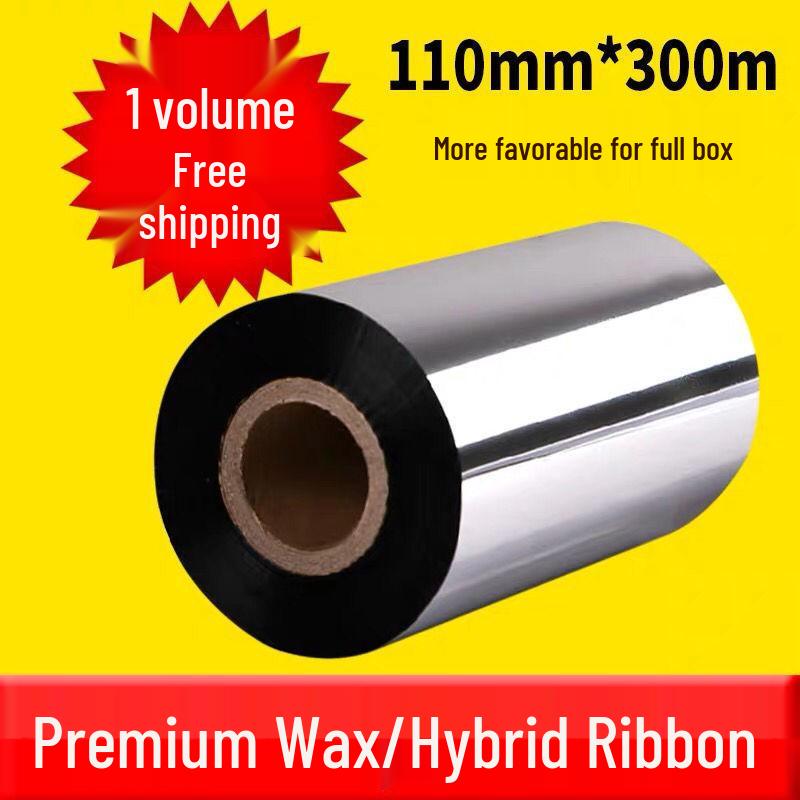 Enhanced Wax-Based Carbon Ribbon for Barcode Labels, 110x300, 40x110, Self-Adhesive, Mixed Base.