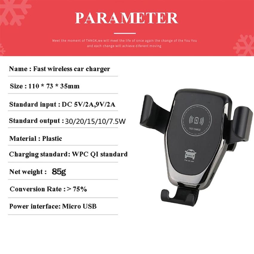 Staffa per caricabatterie wireless per supporto per presa d'aria per caricabatterie rapido wireless per auto da 30 W per Samsung iPhone Huawei