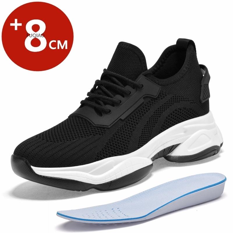 

Men Lift Sneakers Elevator Shoes Hidden Heels Breathable Heightening Shoes For Men Women Increase Insole 8CM Casual Height Shoes 35 чорний