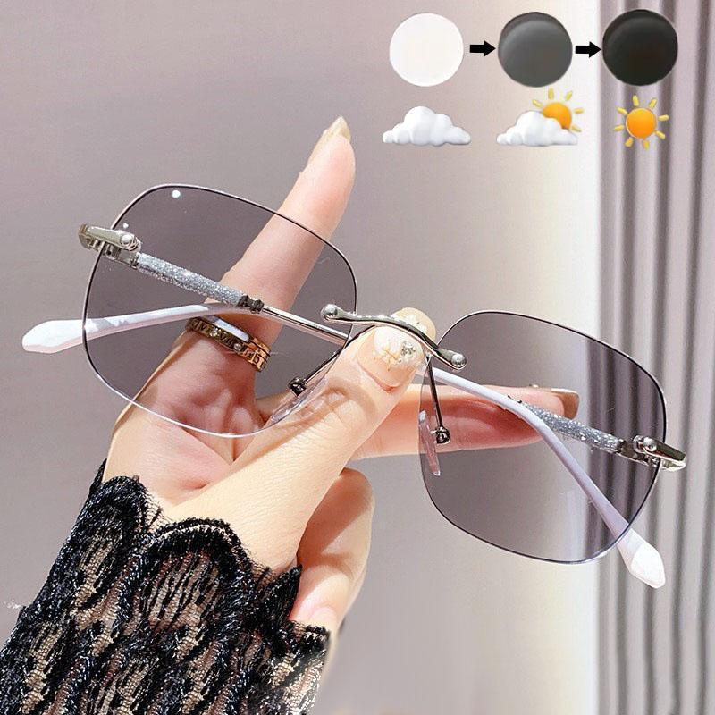 

Унисекс Стильные Безободковые Очки Модные Ультралегкие Металлические Женские Мужские Очки Большого Размера белый