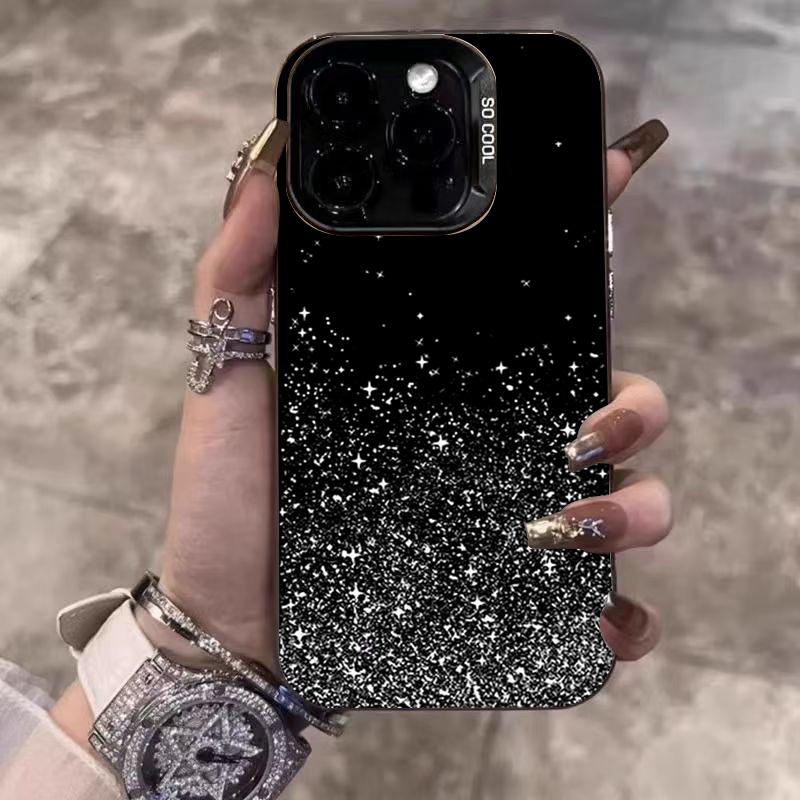 Dark Background Floral Pattern Electroplate IMD Phone Case For iPhone 16 15 14 13 12 11 Pro Max 16E 7 8 Plus X XS XR SE Cover