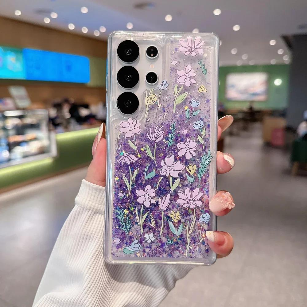 Y2K Castle Noctilucent Quicksand Glitter Case For Samsung Galaxy S25ultra S22 S23 S24 Ultra S25 Plus Transparent Silicone Cover