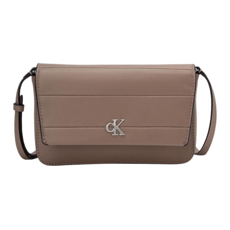 

Calvin Klein Metal Logo Minimalist Flap Stripe Synthetic Material Crossbody Bag Small Women bags Light-Coffee DP1632-222 Basic Set (Bag)
