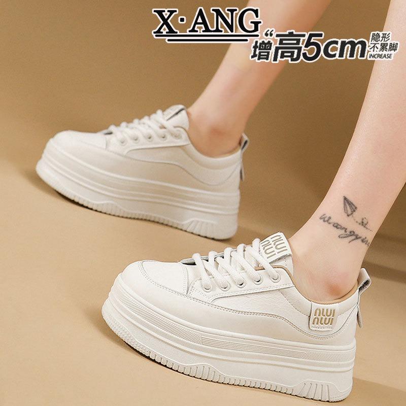 Leather thick-soled heightening little white shoes children's spring new versatile board shoes lightweight casual sports shoes single shoes