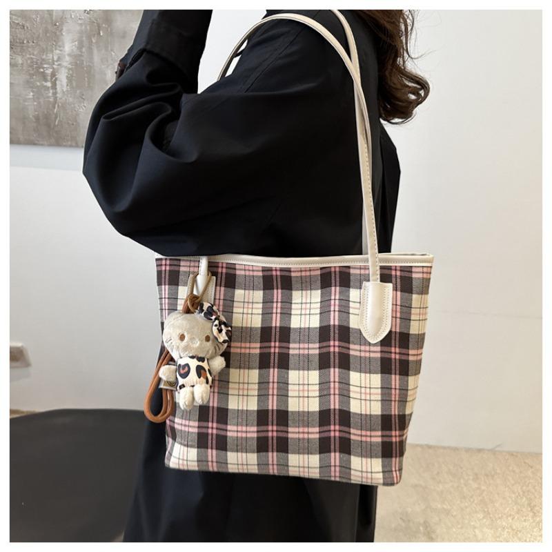 Niche Large-capacity Design Bags New Autumn and Winter Fashion Shoulder Bags Versatile Plaid Casual Tote Bags Are Available
