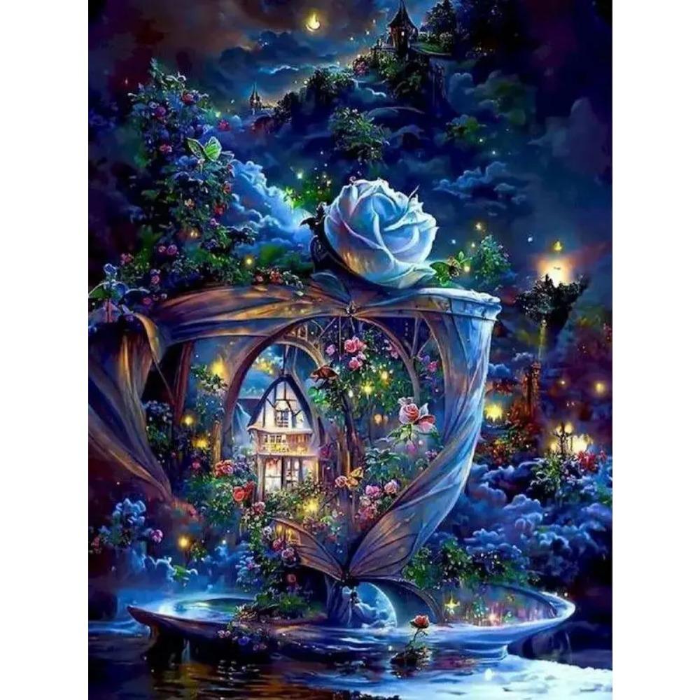 Round Diy Painting Diamond Full Cross Stitch 3d Animal Scene Home Decorative Art Painting Architectural Diamond Painting 5d Diamond Art Painting