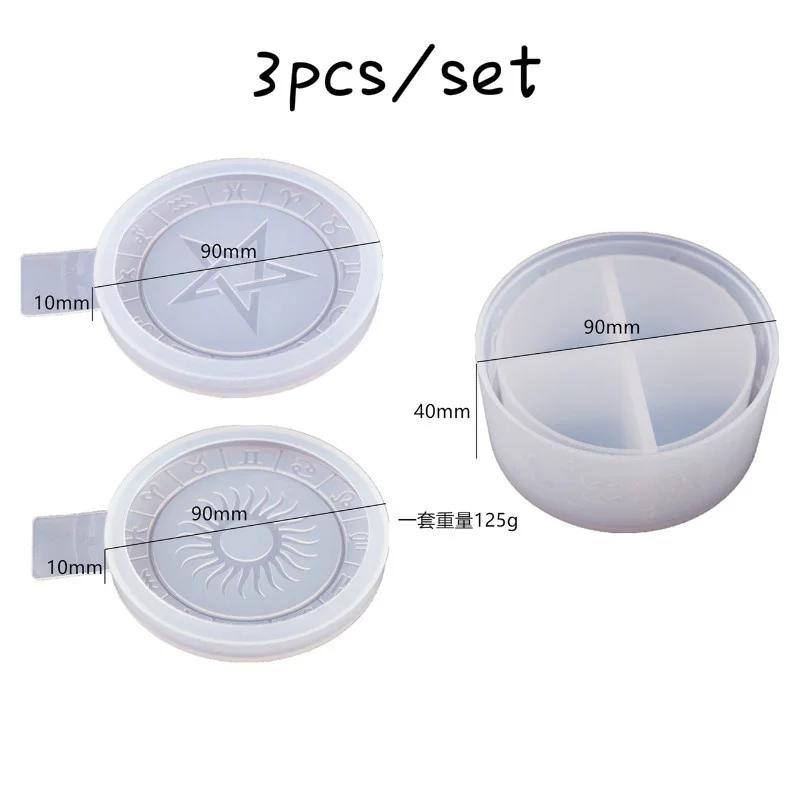 3 Pcs/Set Diy Epoxy Resin Crystal Twelve Constellation Starry Sky Five-pointed Star Storage Box Silicone Mirror Mold