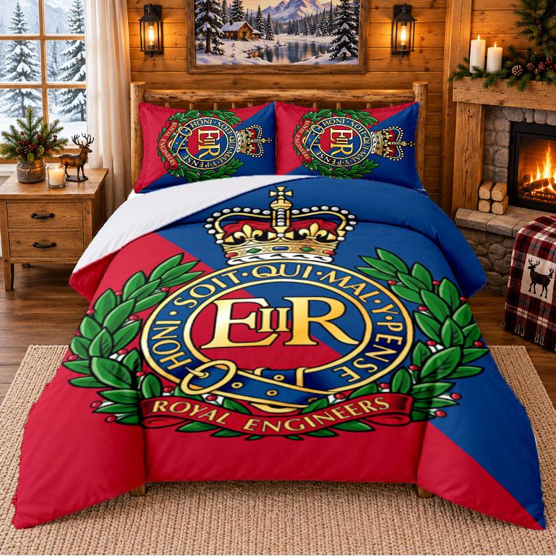 Printed 3Pcs Bedding Set Royal Engineers A.F.C Pattern Bed Sheet Pillowcase For Bedroom Decor