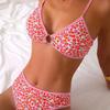 Kadın Mayo Çiçek Üçgen Fincan Seksi Sırtı Açık bikini seti Mayo Beachwear Mayo