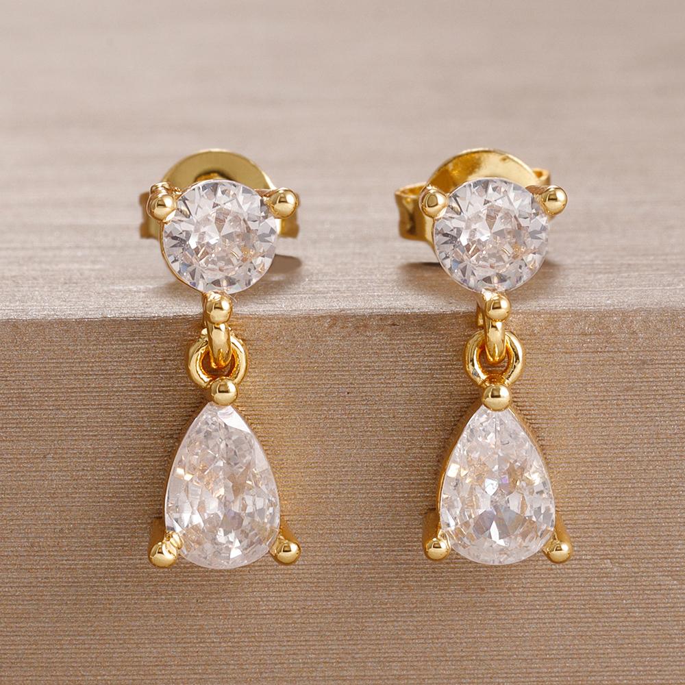 

Fashion Multicolor Stainless Steel Water Drop Pendant Ear Stud Women Small Crystal CZ Pendant Earring Cartilage Piercing Jewelry