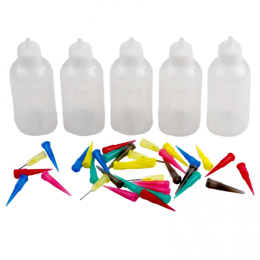 5pcs Squeeze Bottle Condiment Dispenser Sauce Vinegar Oil Cruet Bin Ketchup Kit