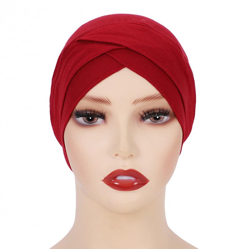 Cross Inner Hijab Women Stretch Turban Hat Lslamic Underscarf Bonnet Hat  Cotton Jersey Inner Hijab
