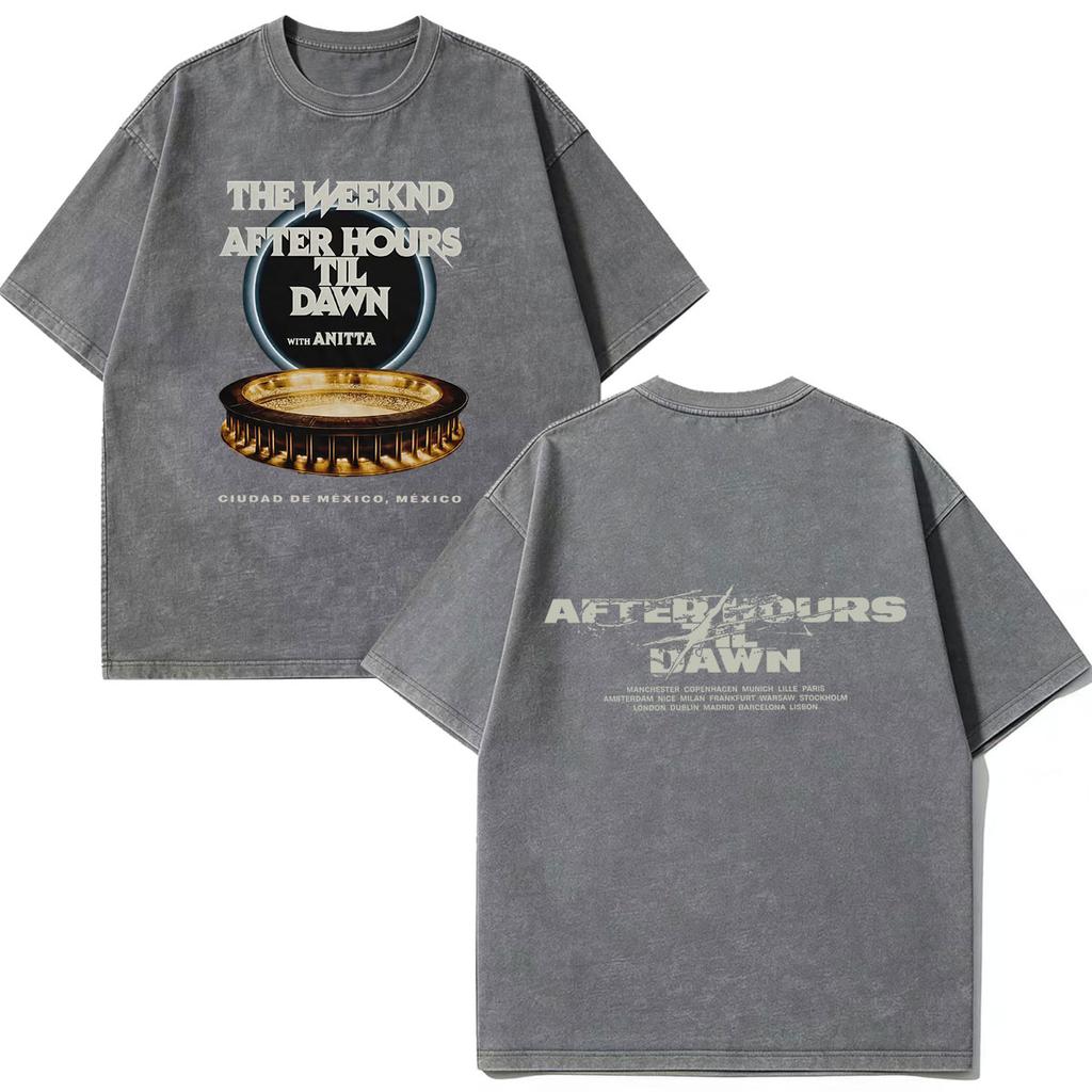 The Weeknd After Hours Til Dawn Tour 2026 Print Vintage Washed Tshirts Men Women Fashion T Shirt Casual Short Sleeve Tshirts