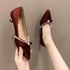 Mode Lässige Absätze Damenschuhe mit Nieten Slipper 2025 Markenpumps Flache Sandalen Damen Schnürschuhe Bequem Spitz