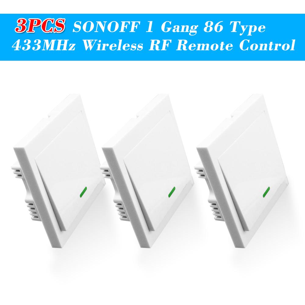SONOFF Druckknopf-Wandlichtschalter-Fernbedienung 1 Gang 86 Typ EIN/Aus-Schalterfeld 433 MHz