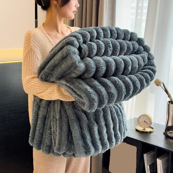 Faux Rabbit Fur Throw Bubble Blanket Warm Blanket Fluffy Blanket Plush Cozy Thick Furry Blanket