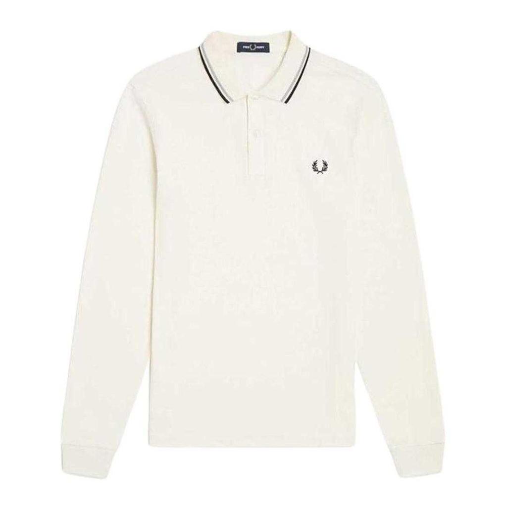 Fred Perry Mens Double Tipped Collar Long-Sleeved Polo Shirt