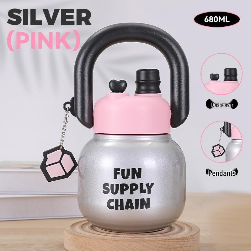 Big Belly Double Straw Water Bottle - Large Capacity Summer Cup for Girls