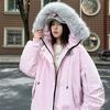 fur collar tooling cotton clothes women's short winter new loose men's and women's white pointed fur collar bread clothes jacket