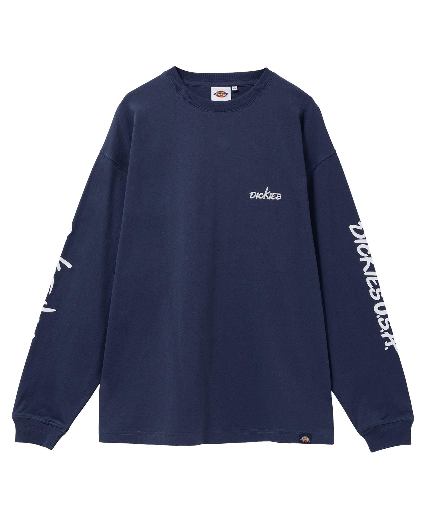 

Dickies Men s Long Sleeve T-Shirt, 100% Cotton, Sleeve Print, Logo Embroidery, Blue, XXL