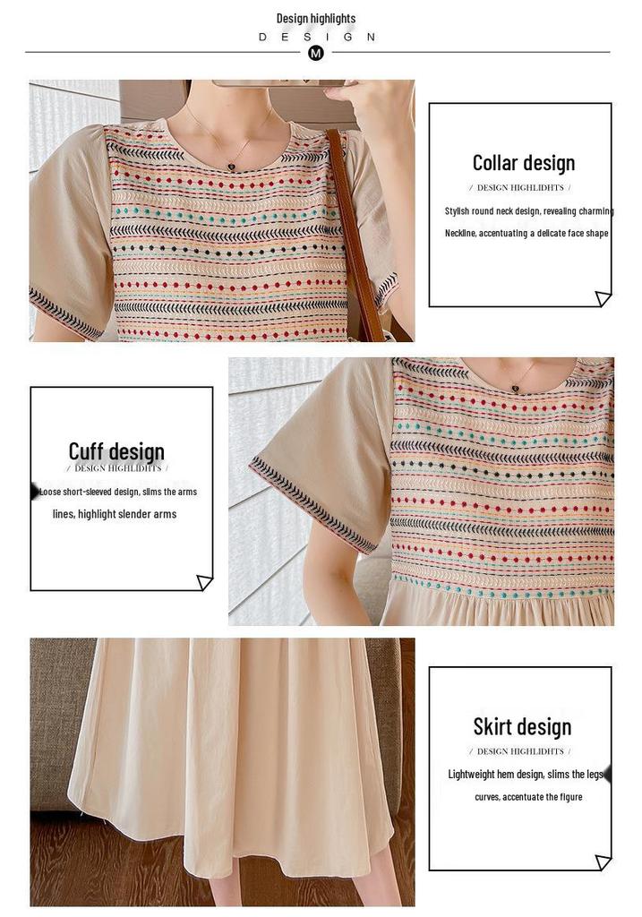 2026 Summer Embroidered Short Sleeve Maternity Dress