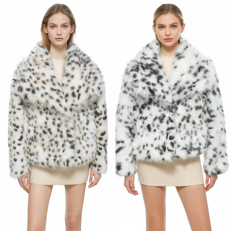 Cappotto in Pelliccia Sintetica Maculato Stampa Leopardo Abbigliamento Donna Autunno e Inverno Cappotto Ispessito Nuovo Cappotto in Pelliccia Invernale Donna