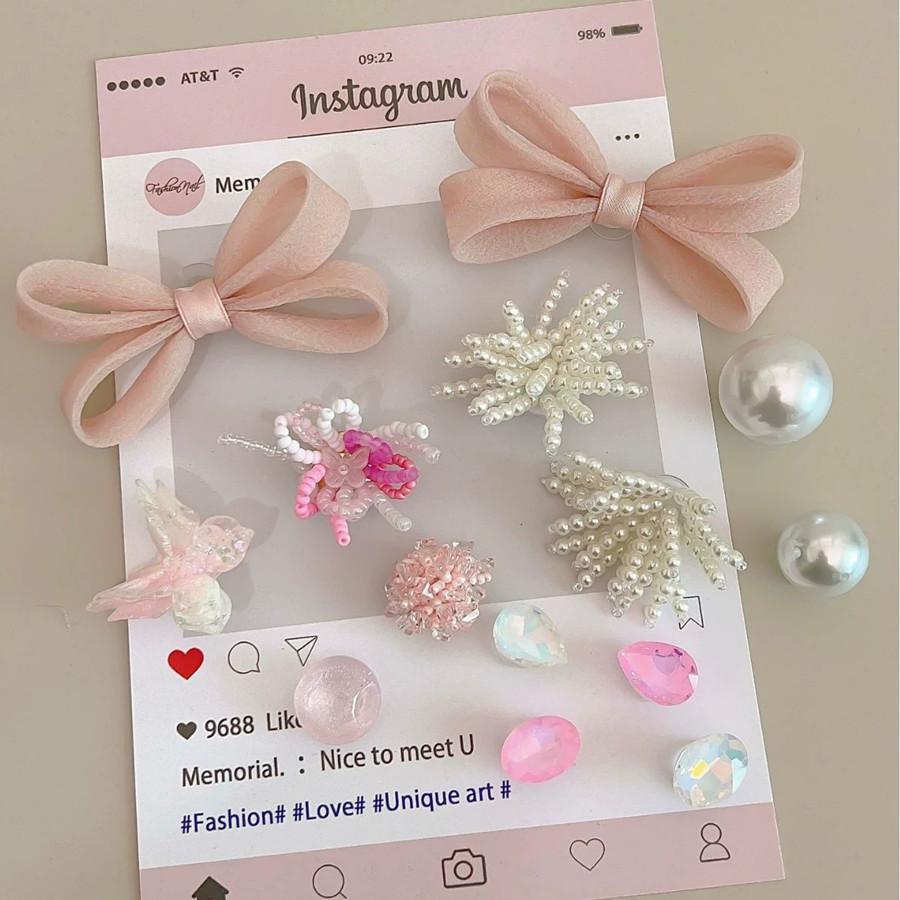 12 Stück/Set Handgefertigte Perlenschnalle Gelee-Schuhe Dopamin-Kristallschuhe Zubehör DIY Dekorative Schuhblume Hausschuh-Schnallen