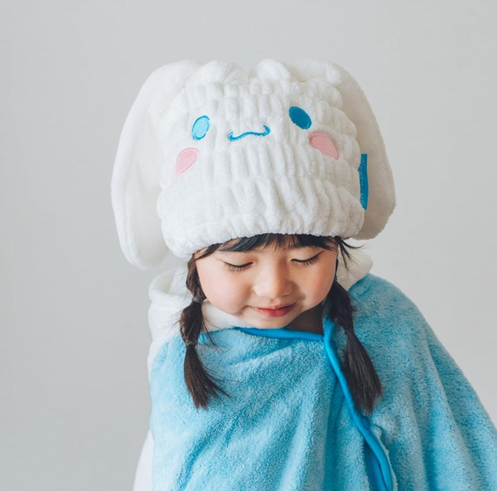 Skater Towel Hair Drying Sanrio Cinnamoroll for Boys and Girls TOC11-A Absorbent, Quick-Drying Cap, Towel, Design,