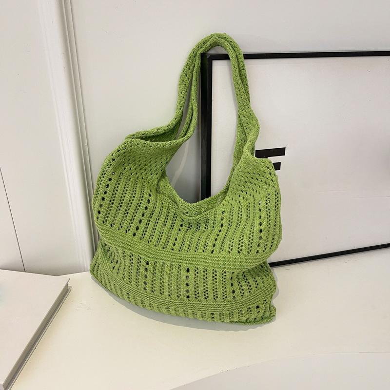 Hollow Knitted Crochet Handbags Beach Lightweight Students Shoulder Casual Tote Female Shopping Woven Bags For Women Girls AVE