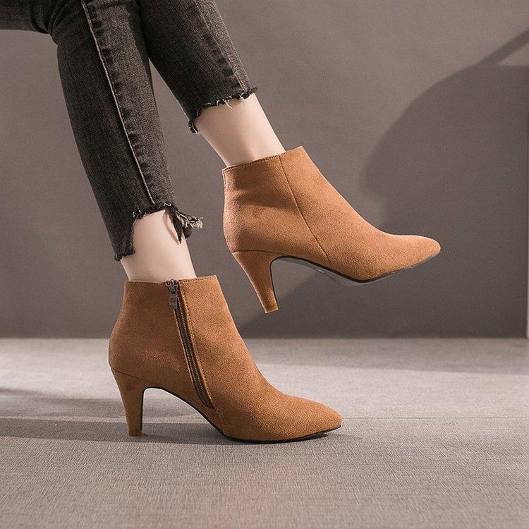 Fashion 2025 Spring and Autumn New Solid Tone Pointed Sleeve Wearing Thin Heel Versatile Single Boot Women Comfortable Women's Shoes