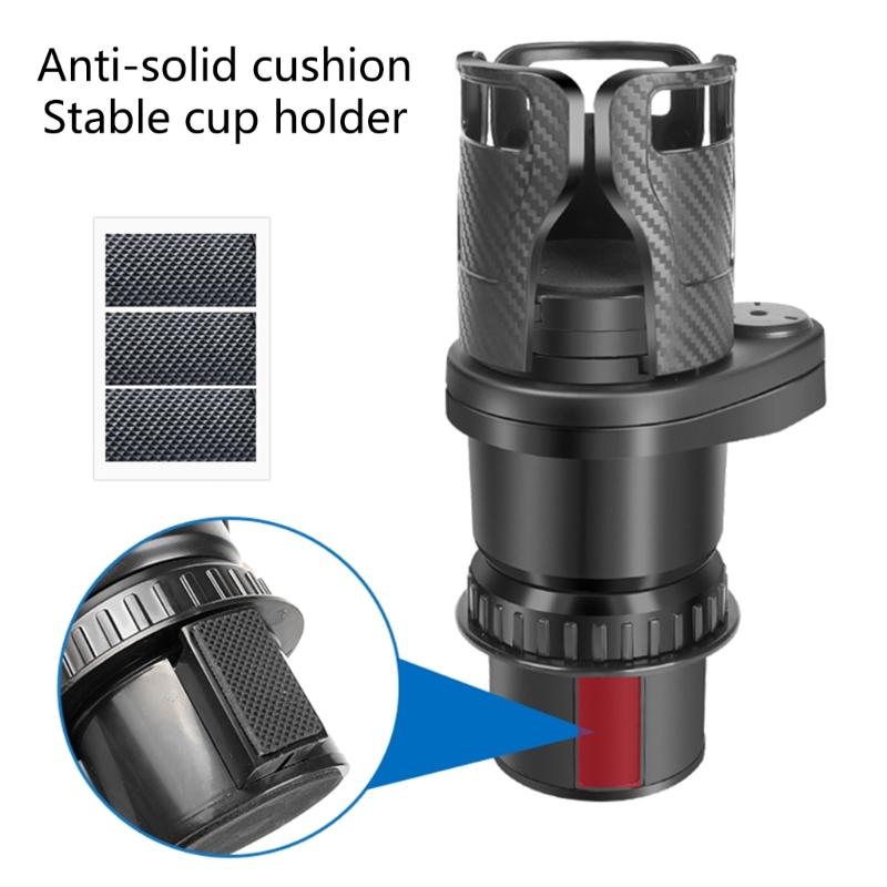 Car Drink Beverage Storage Solution Flexible Adjustment Carbon Fiber Look 360 Degree Rotating Base for Frequent Drivers