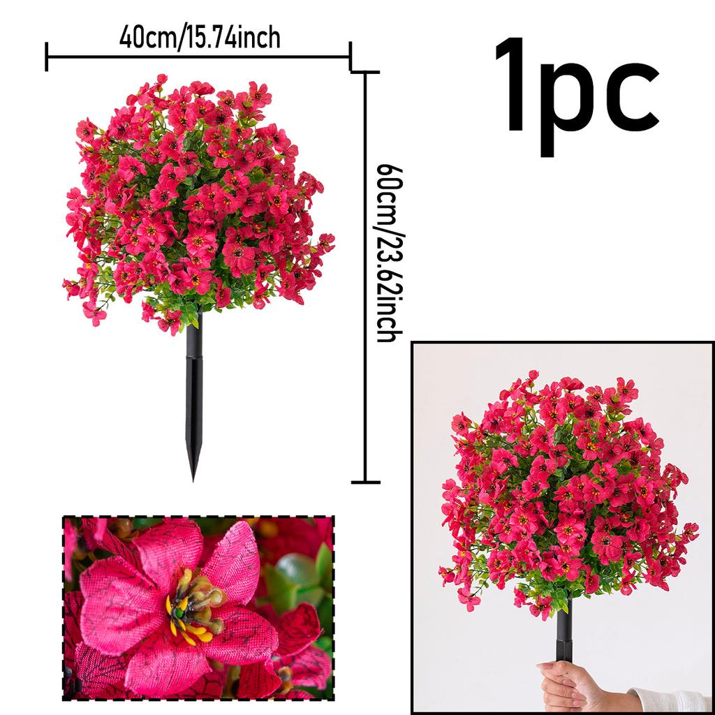 1Bundle Artificial Violet Flowers Balls with Stakes Realistic Outdoor Plants Fake Flower Greenery for Wedding Party Garden Decor