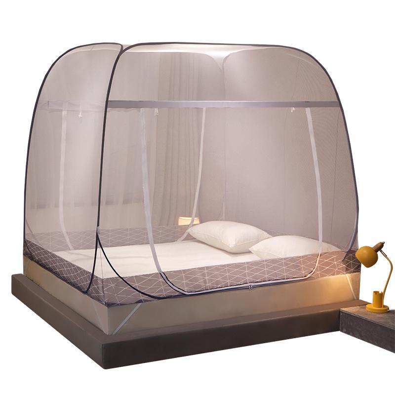 Yurt Mosquito Net Free Installation Square Top Steel Wire Tent Foldable Zipper Double Door Bottom Household Summer Mosquito Proof