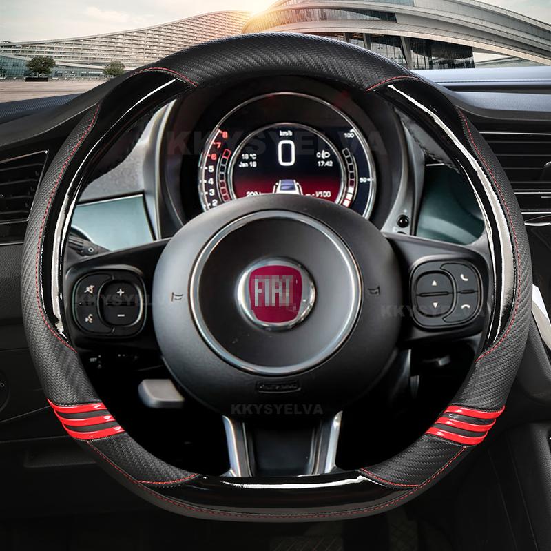 Car Steering Wheel Cover Carbon Fiber For Fiat 500 2007- 500e   500L 2014-2018 500X 2015- Auto Accessories