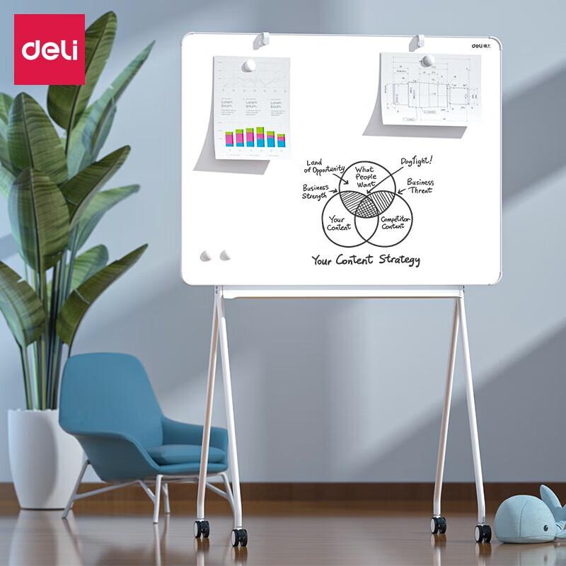 Deli 900x1200mm Narrow Bezel Easel Whiteboard