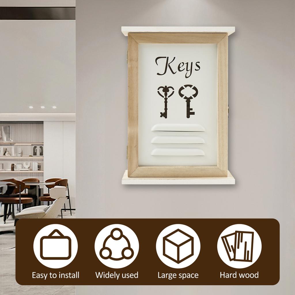 Wall Key Holder House Key Box Cabinet Living Room Wall Hanging Storage Box Home Decor Case Wood Craft Gifts