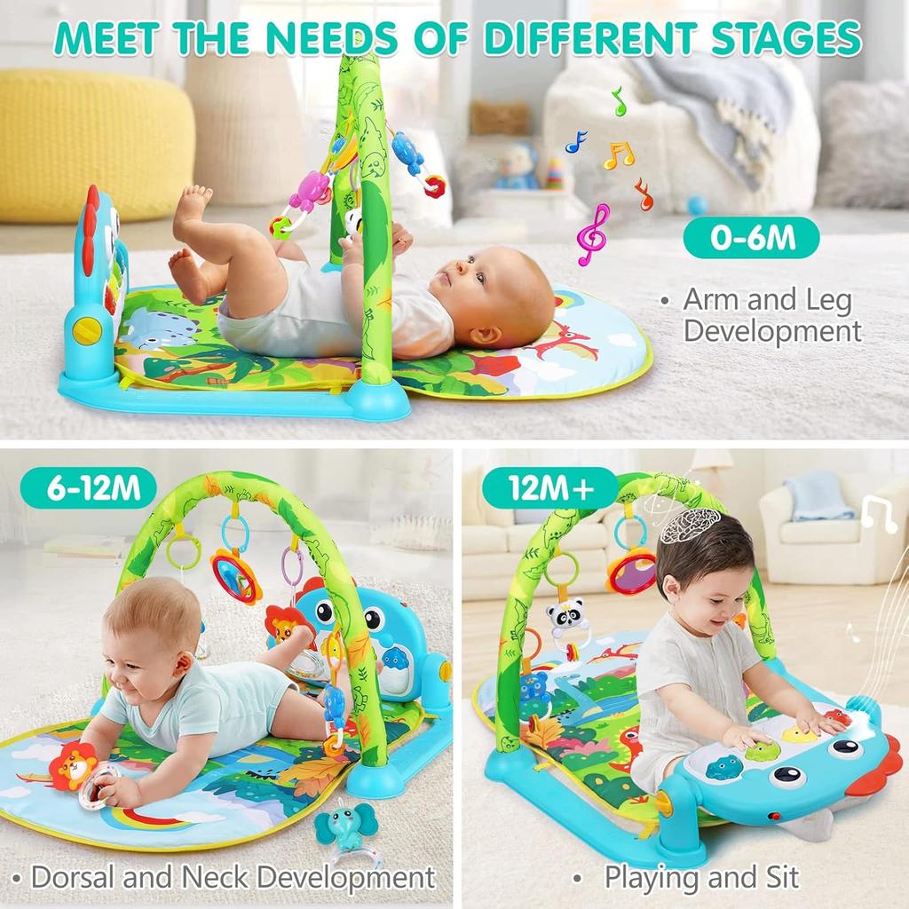 UMIKU Baby Gym Play Mats Baby Toys Tummy Time Mat Musical Activity Center for Newborn Infant Piano Babies Play Mat Music & Light Newborn Infant Gifts
