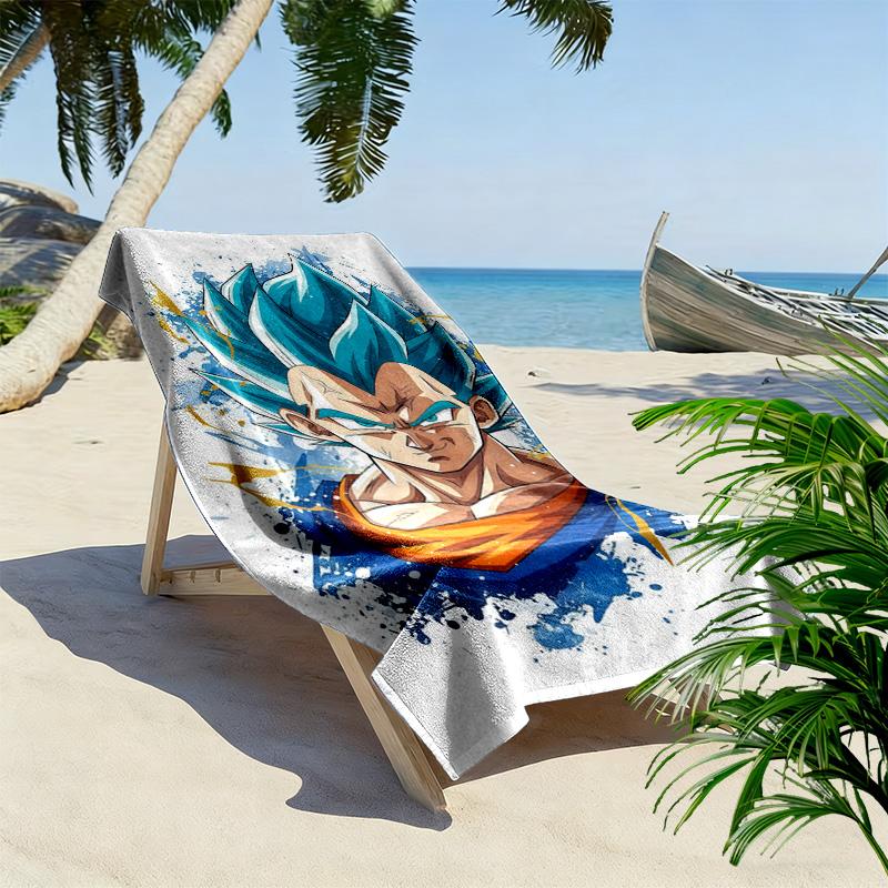 Son Goku Print Beach Towel, Large Soft Quick Dry Towel for Beach Camping Swimming