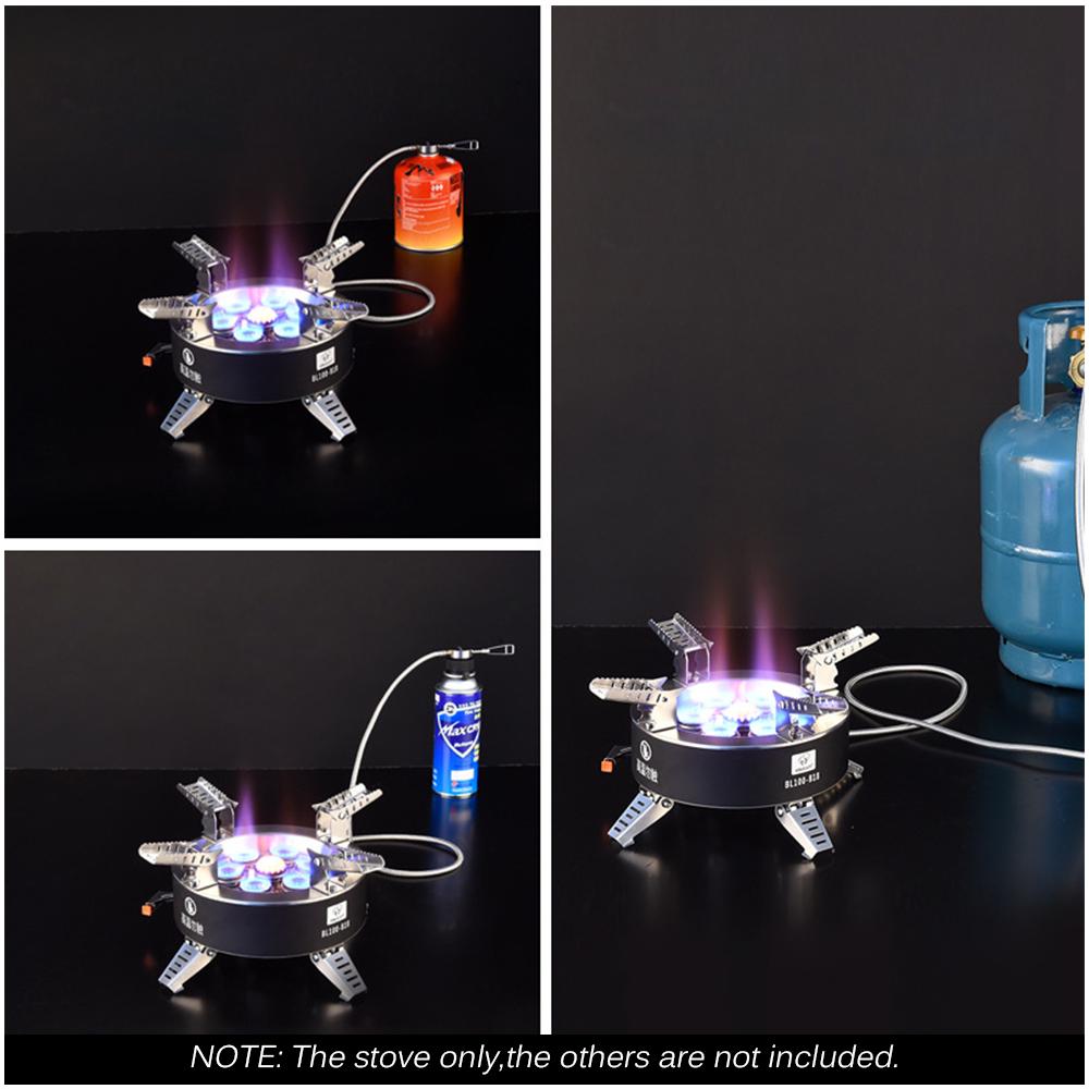 18000 W Hochleistungs-Campingkocher mit Piezo-Zündung, winddicht, siebenkerniger Gaskocher, faltbar