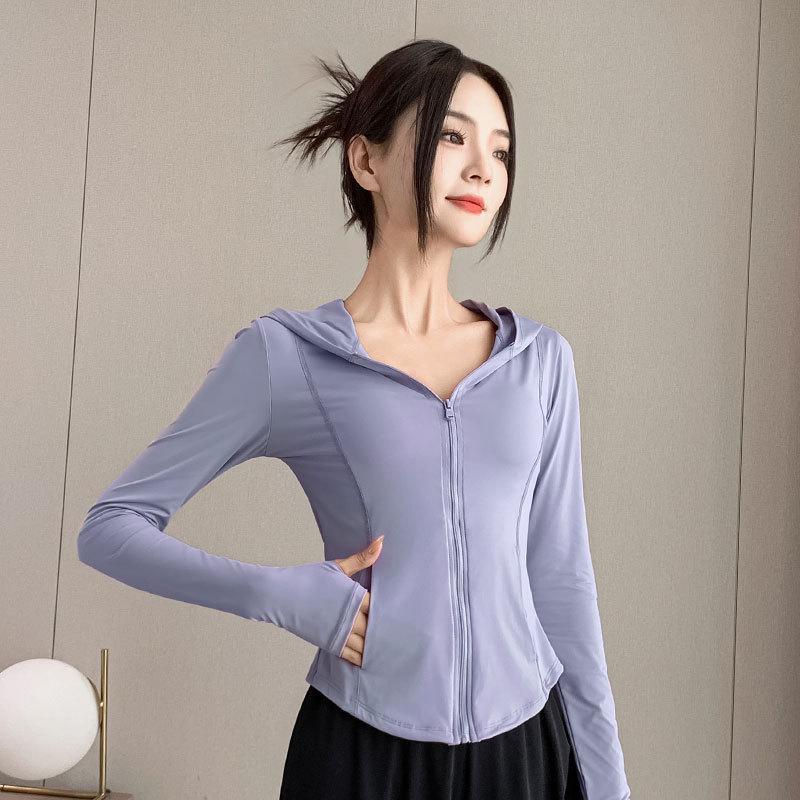 Dámská rychleschnoucí sada na jógu z ledového hedvábí pro venkovní sporty - bunda a kalhoty