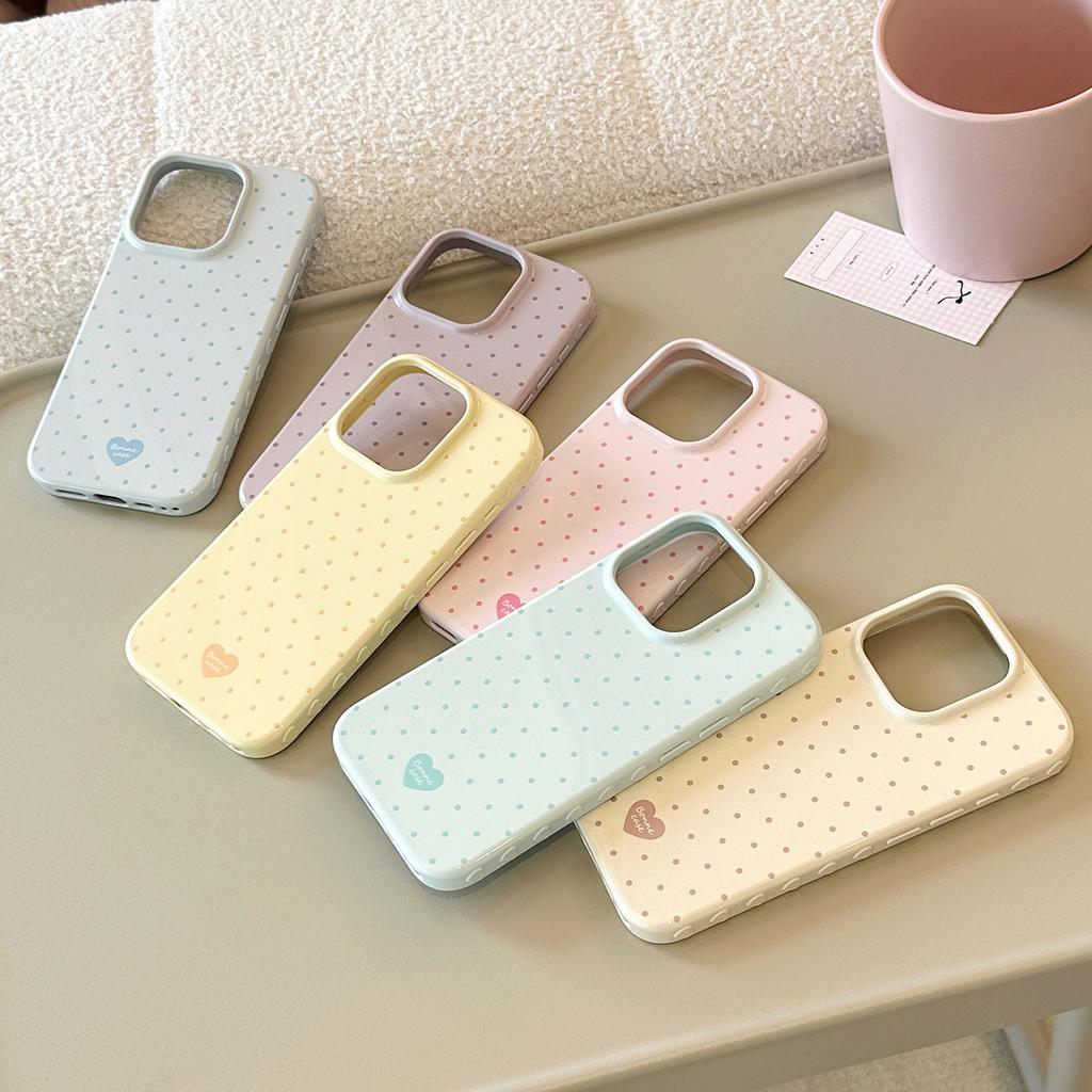 Simple and Applicable Apple 17 Mobile Phone Case Iphone16 Contrasting Color Polka Dot 15promax14 All-inclusive 13 Fresh