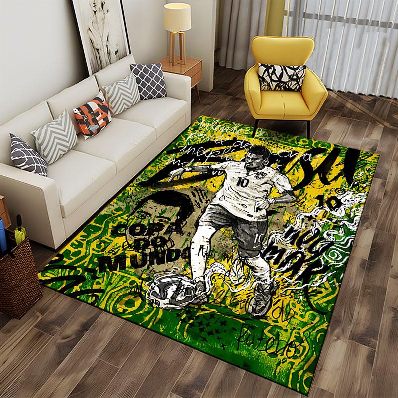 Soccer Player Graffiti Style suitable as a non-slip mat for the living room or bedroom sofa