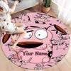 Pink Bunny Galaxy Custom Name Round Area Rug Carpet Rug For Living Room Bedroom Sofa Playroom Decor Nonslip Floor Mat