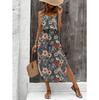 Women's Summer Spaghetti Strap Dress with Belt & Side Slit - Casual Sleeveless Flowy Dress