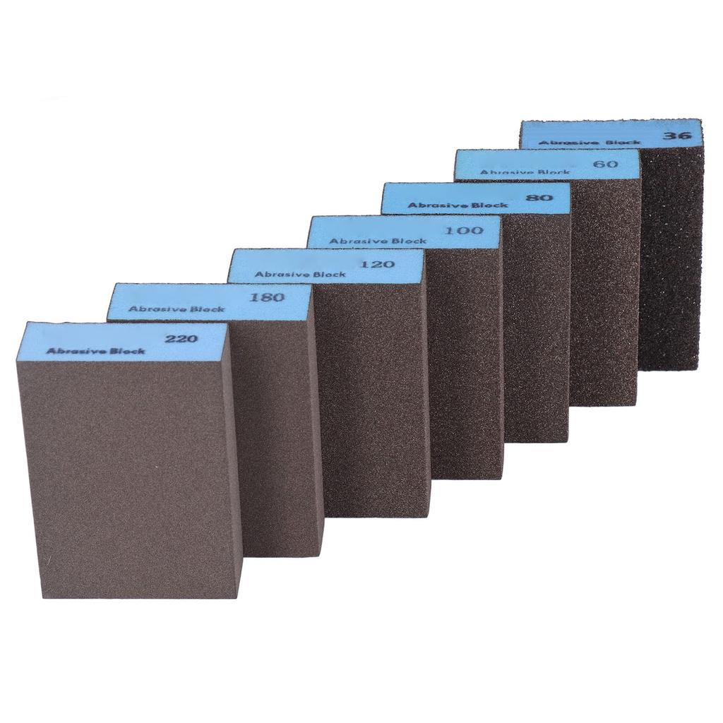 7Pcs Sanding Sponge 36 60 80 100 120 180 220 Grits Wet Dry Sander Block Tool Set Kit