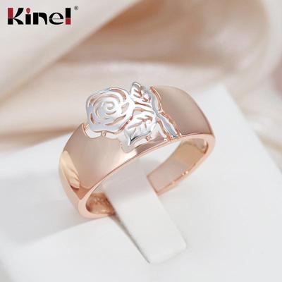 Anelli Kinel In Oro Rosa Con Fiore Color Argento